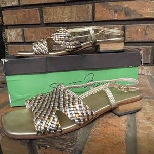 Sesto Meucci *Gold/Silver *woven* Italian made* shoes size 9.5